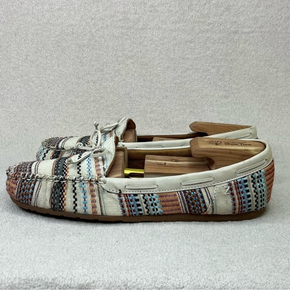 Zodiac Striped Moccasin Slipper Flats Women’s 11 Cream/Blue/Maroon/Black Classic - Picture 4 of 12